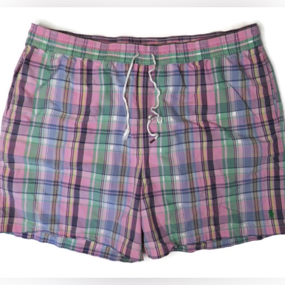 Polo Ralph Lauren Pink Plaid Swim Trunks Men's Size 3XB